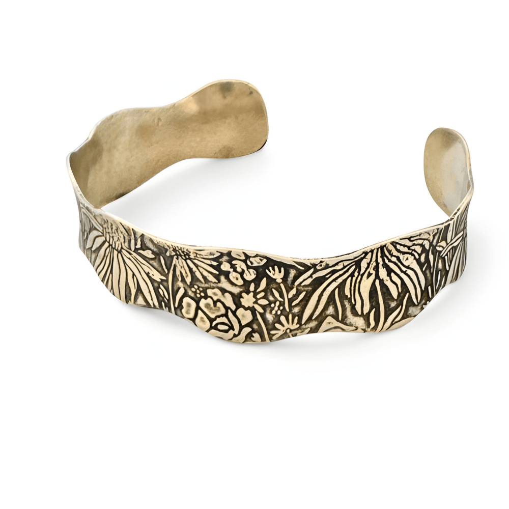 Wild Flower Silver Cuff Bracelet - 
