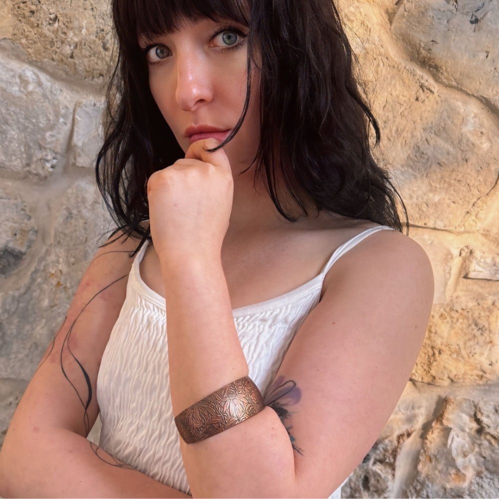Wildflower Copper Wide Cuff Bracelet - 