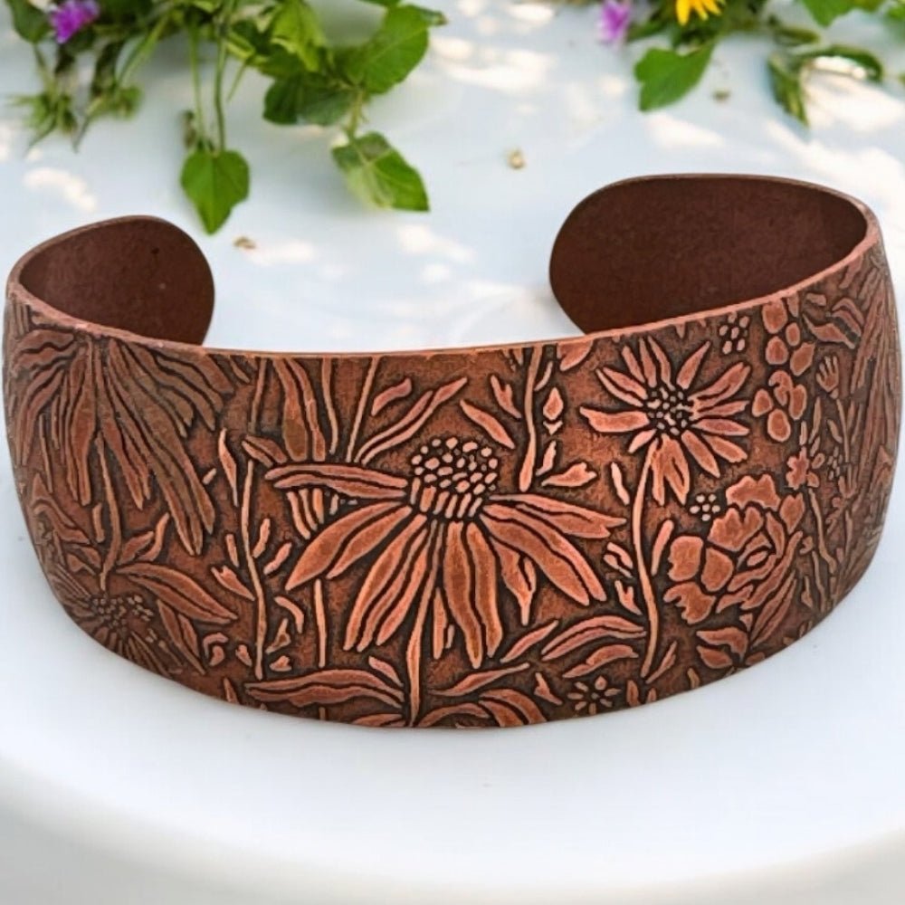 Wildflower Copper Wide Cuff Bracelet - 