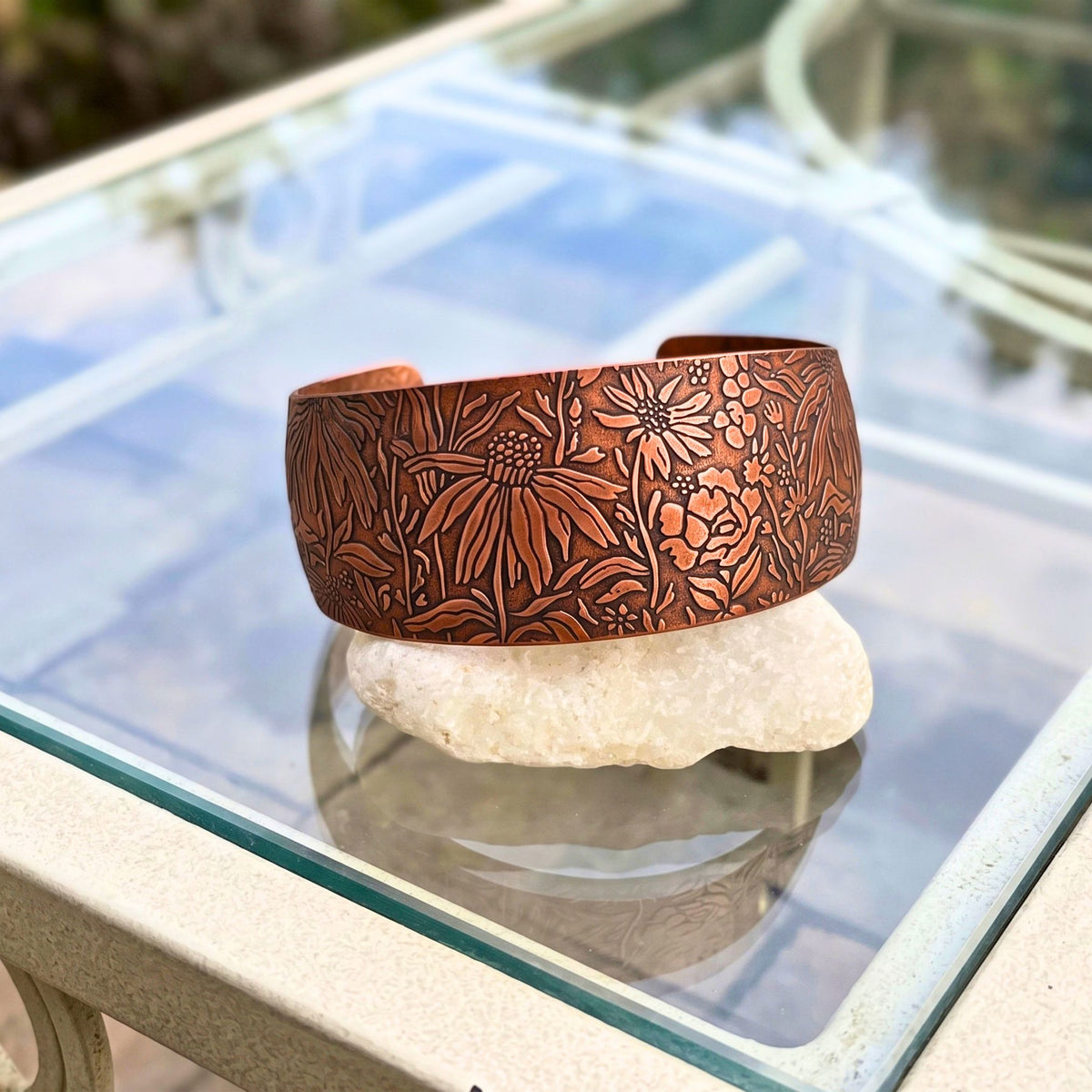 wildflower handmade copper cuff bracelet