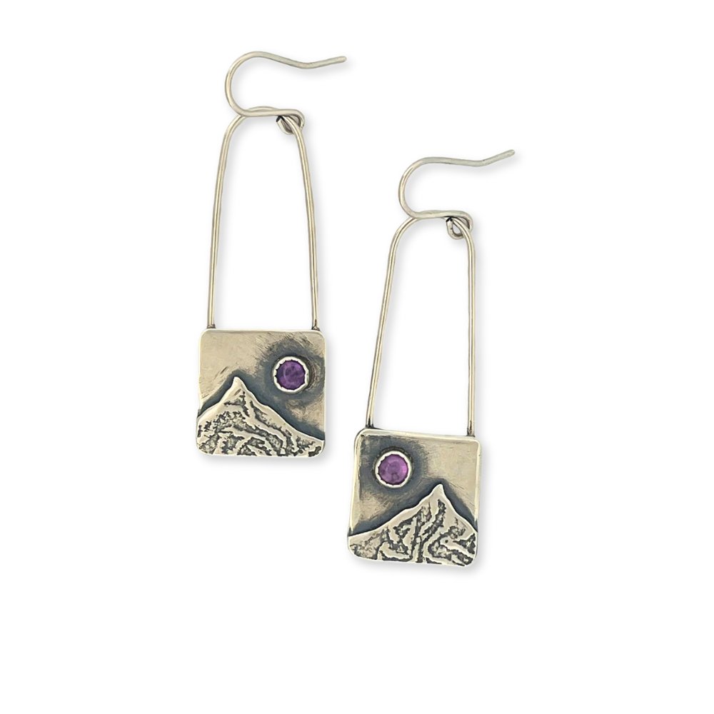 Amethyst Mountain Silver Earrings -