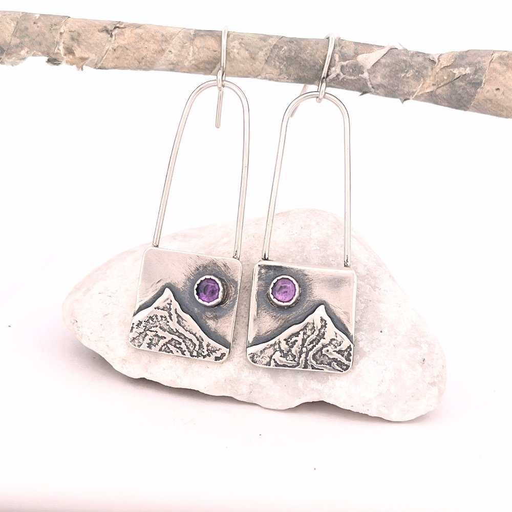 Amethyst Mountain Silver Earrings -