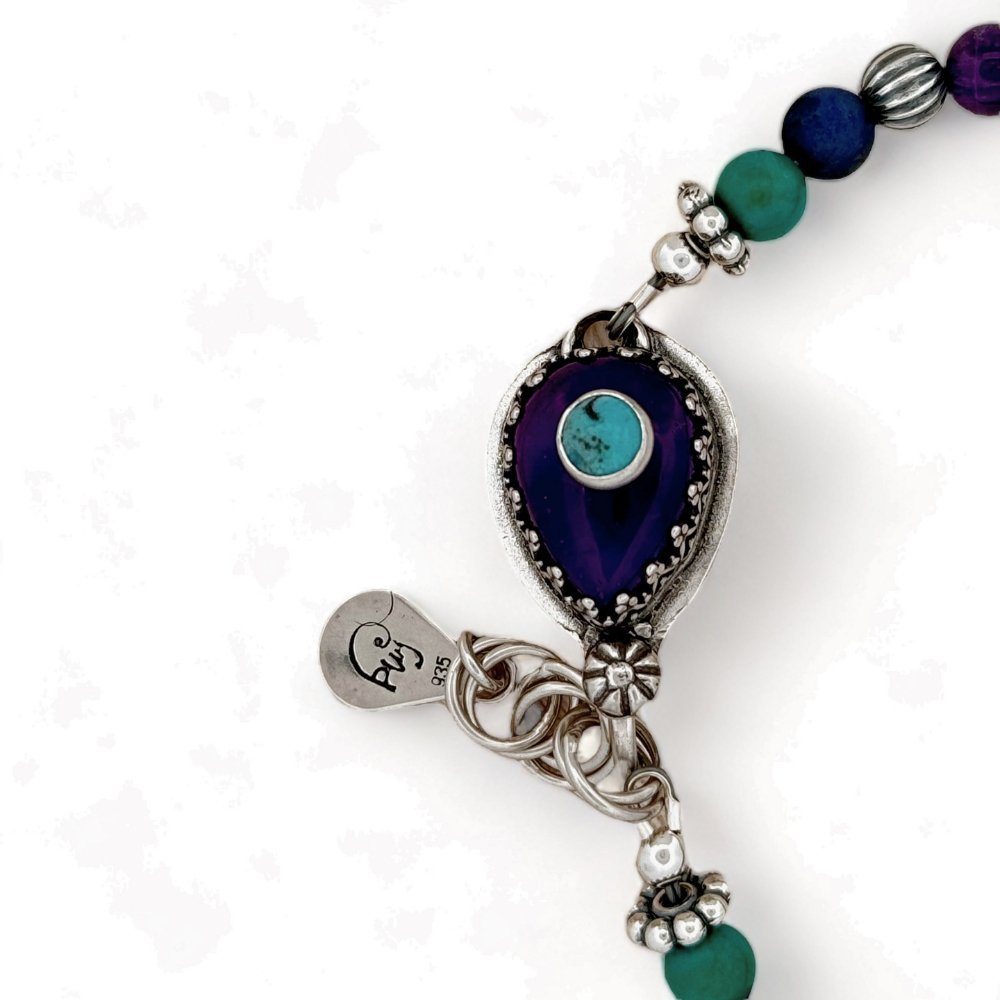 Amethyst Turquoise Silver Bracelet -