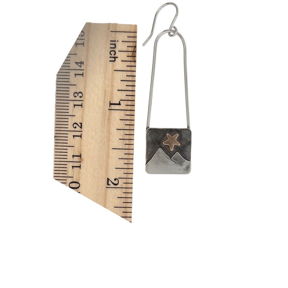 Gold star Contemporary Mountains Silver Earrings -