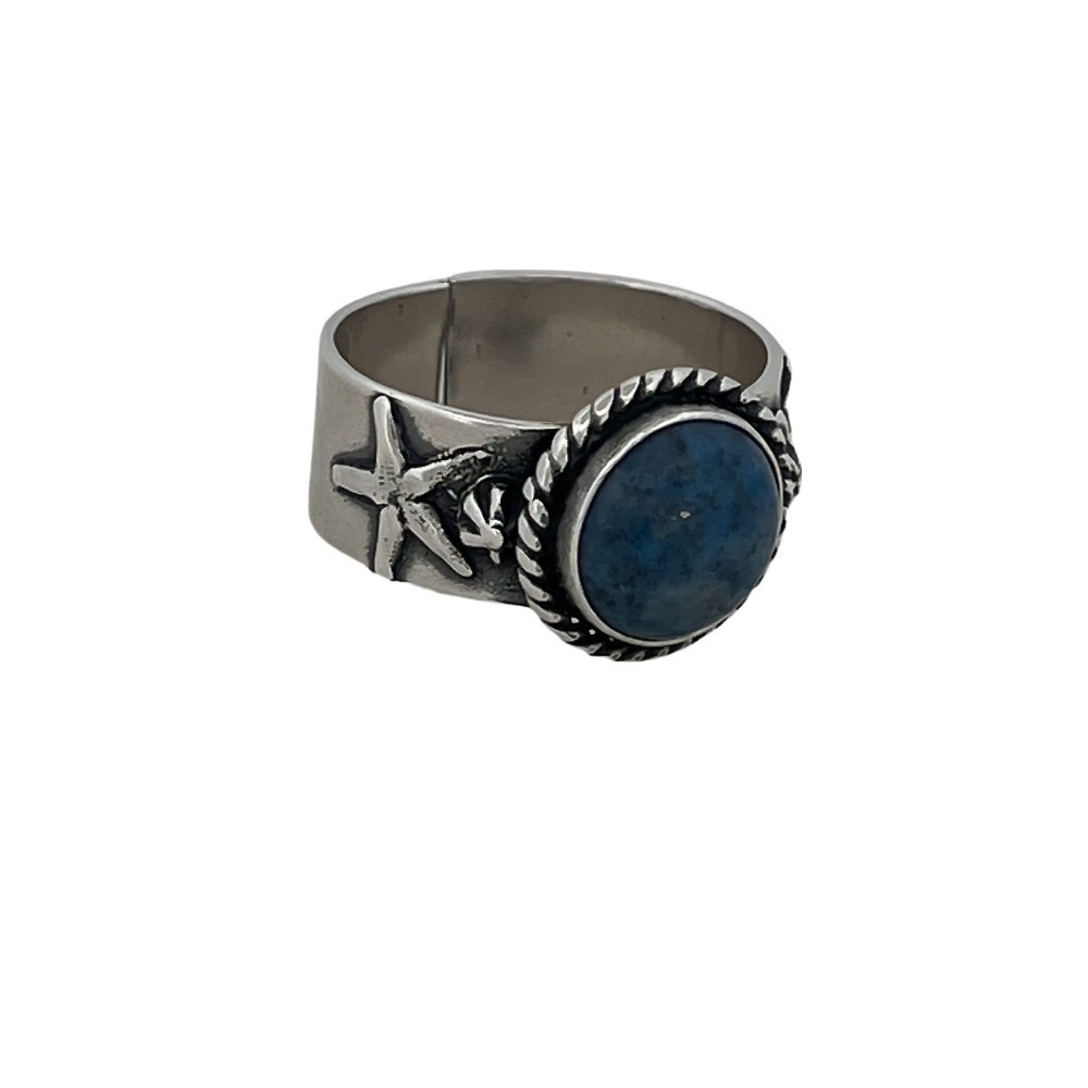 Lapis Starfish Silver Ring -
