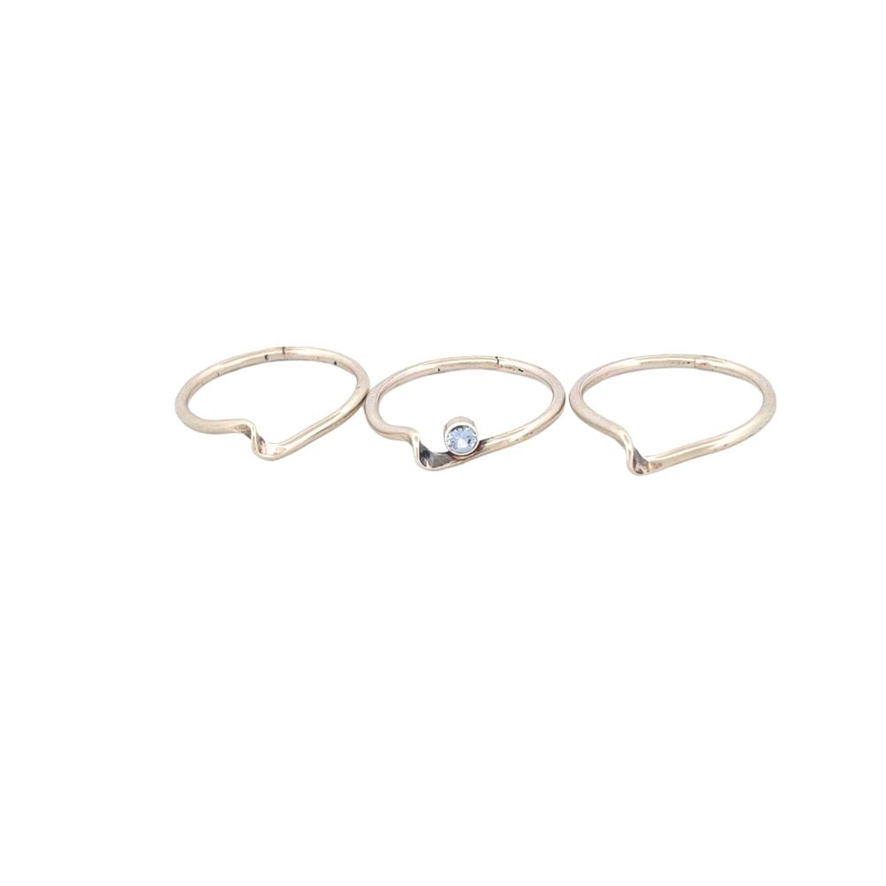 Minimalist Wave Silver Stacking Rings -