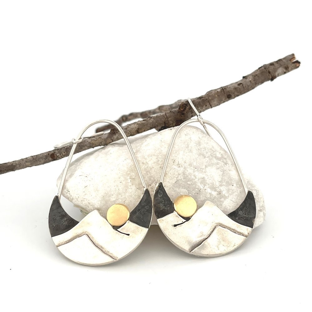 Mountain Moon Glow Silver Earrings -