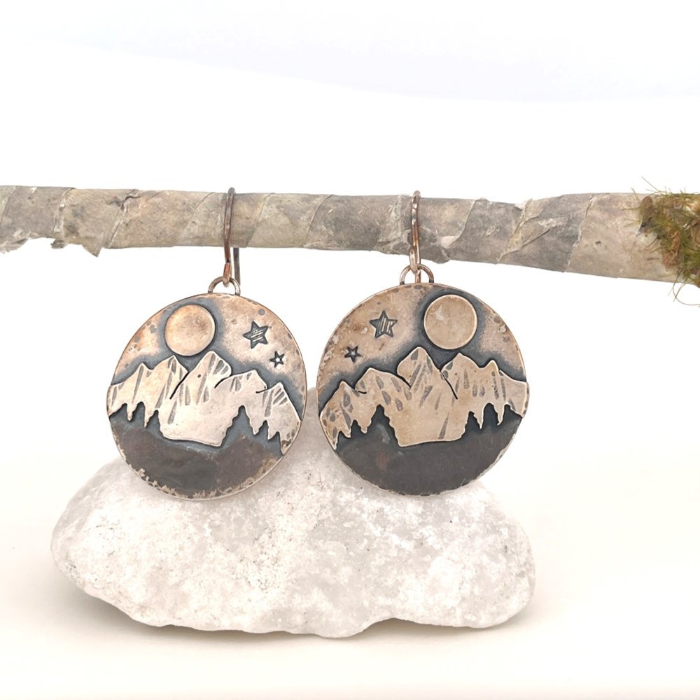 Mountain Trees Silver Earrings -