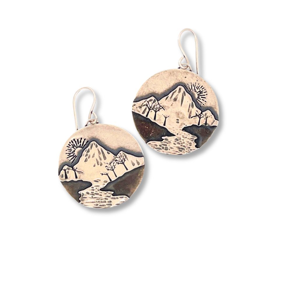 Mountain's River Silver Earrings -