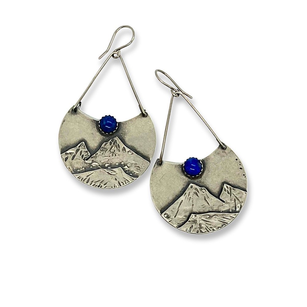 Mountains Silver Earrings Lapis Moon -