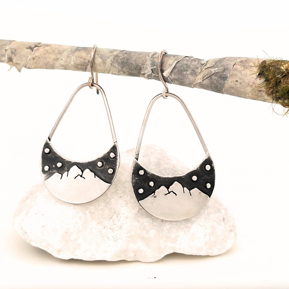 Mountains Under the Stars Silver Earrings -