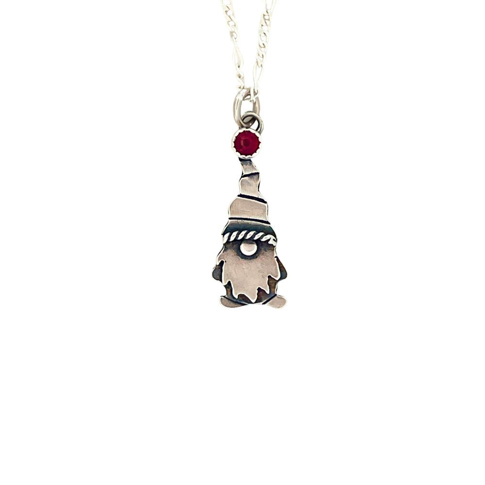 Naughty Gnome Silver Pendant Necklace -