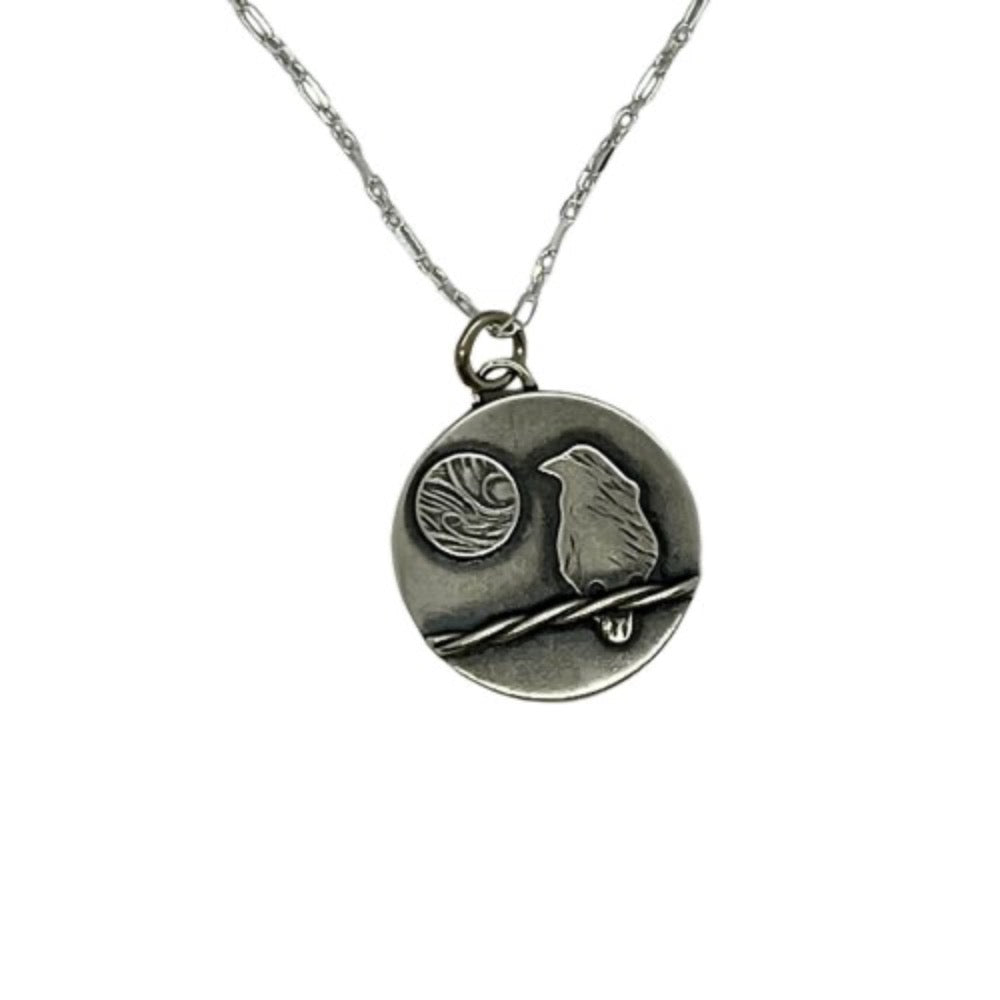 Raven Silver Pendant Necklace -