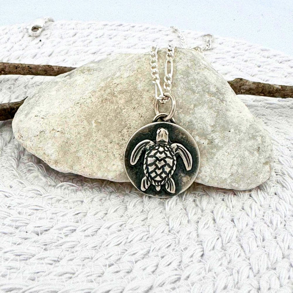 Sea Turtle Silver Pendant Necklace -