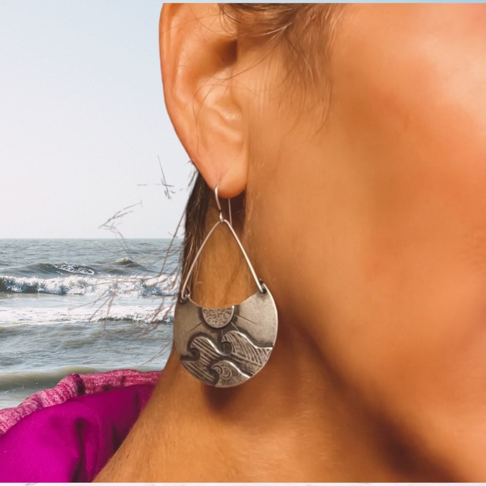 Sunshine Ocean Waves Silver Earrings -