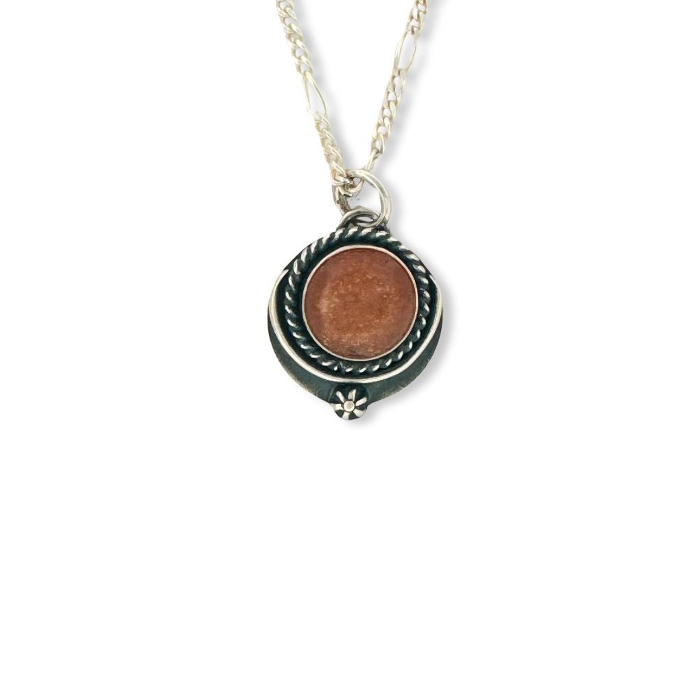 Sunstone Silver Pendant Necklace -